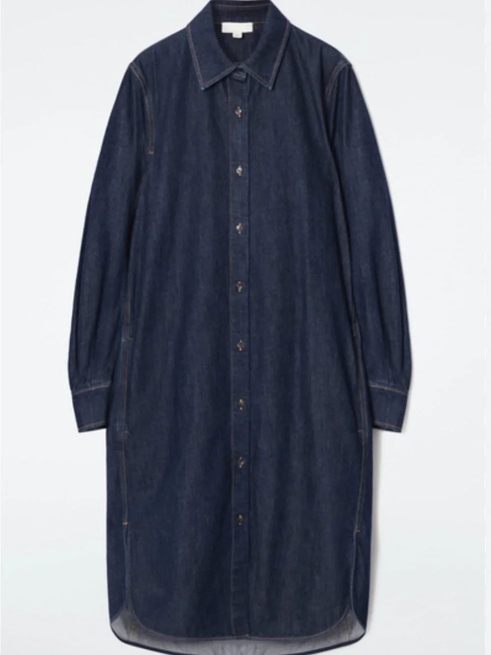 NWT COS Dark Blue Long Sleeve Denim Shirt Dress in 100% Cotton - Size 8 - Picture 9 of 10